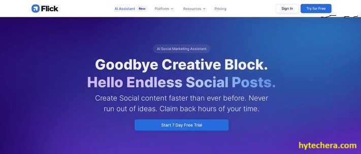 Flick AI Flick AI assistant optimizing Instagram hashtags, captions, and scheduling posts