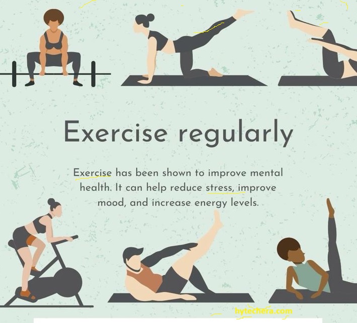 Exercise regularly Woman engaging in regular cardio exercises for natural stress reduction and energy boost.
