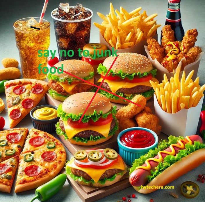 Limit Sugar and Junk Food Visual of nutritious meal choices replacing sugary and processed foods for better mood balance