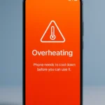 phone overheating warning symbol showing on mobile device
