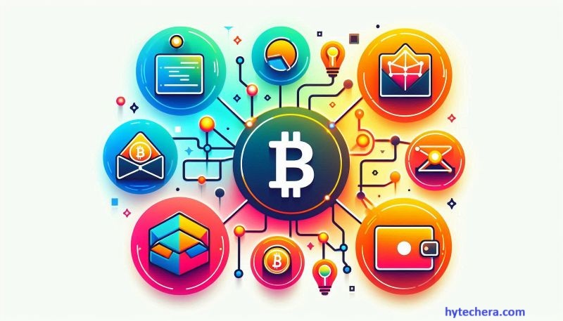 infographic explaining how a crypto wallet works with private key, public address and blockchain icons